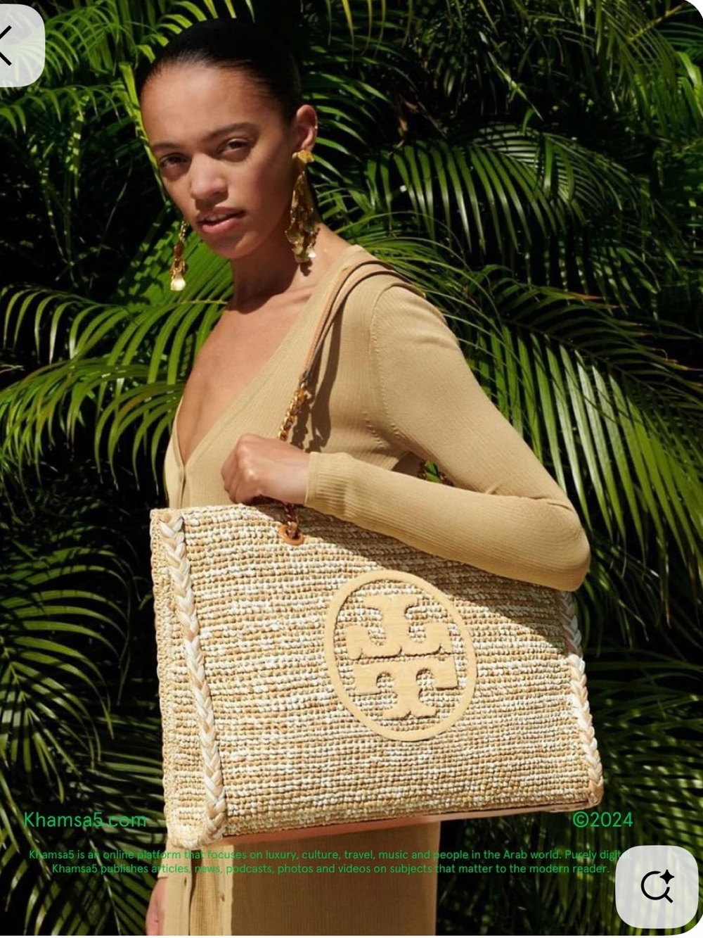 Tory Burch Ella Woven Logo Large Tote